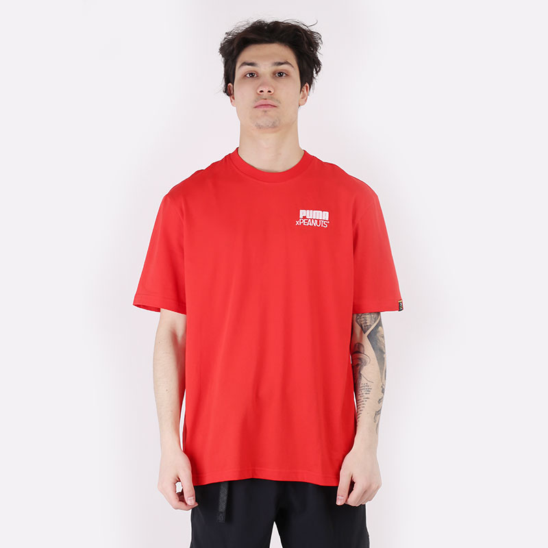 мужская красная футболка PUMA x Peanuts Tee 53061611 - цена, описание, фото 3